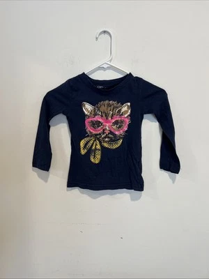 Cherokee Girls Blue Cat With Glasses Long Sleeve Shirt Size XS(4/5) - Image 1 of 2