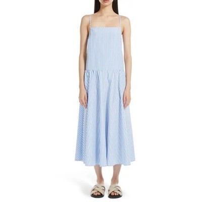 New! MM by Max Mara Ettore Drop WaistSleeveless Maxi Dress Light Blue sz 0 $415