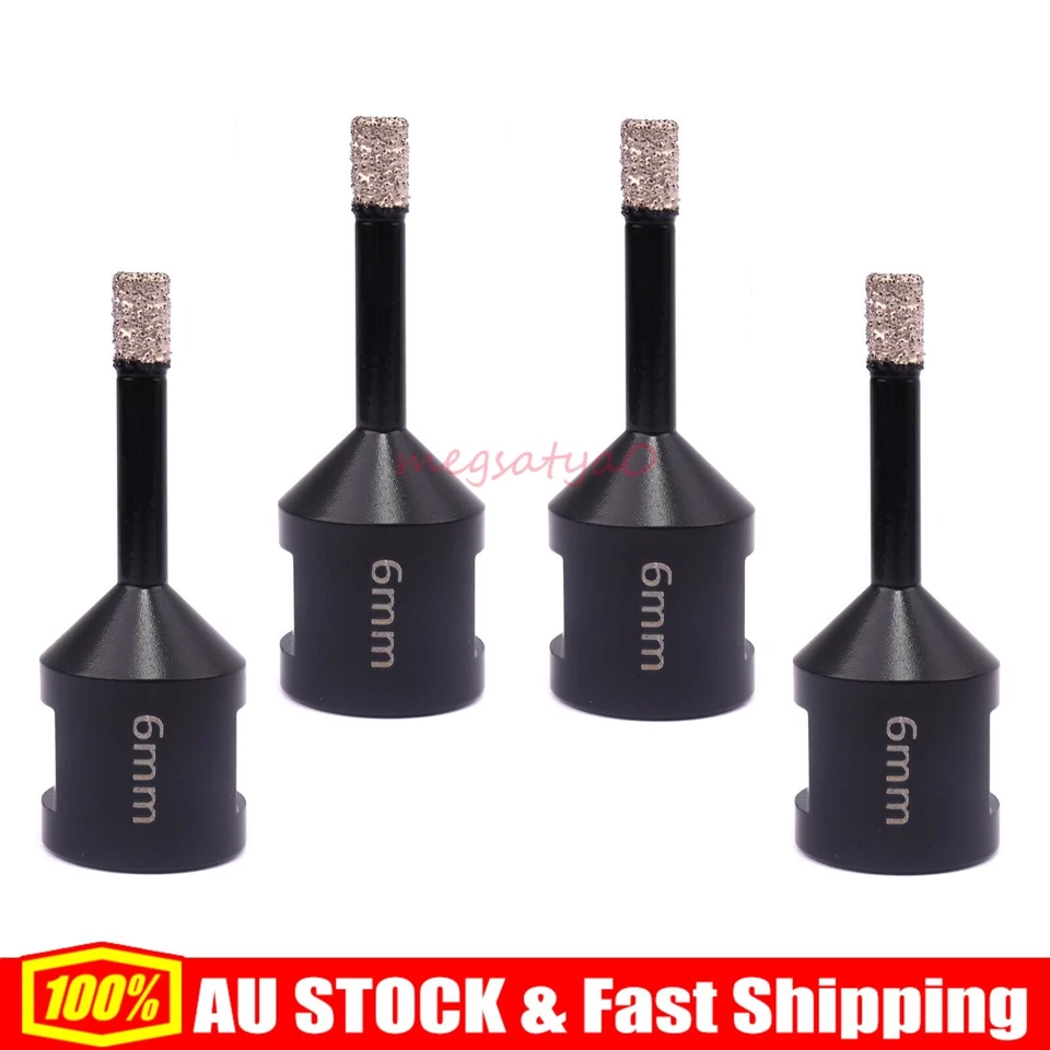 4PCS 6mm Granite Hole Saw Diamond Coated Core Drill Bit Tile Marble Porcelain AU