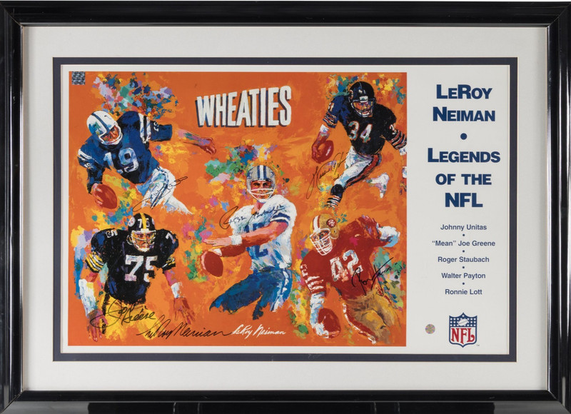 1997 HALL of FAMERS with 6 Signatures "LEGENDS of the NFL" Print by LeRoy Neiman