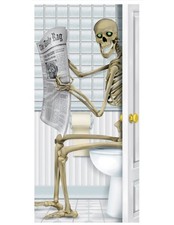 Beistle Skeleton Restroom Door Cover Halloween Decoration, 5 Ft x 30 in