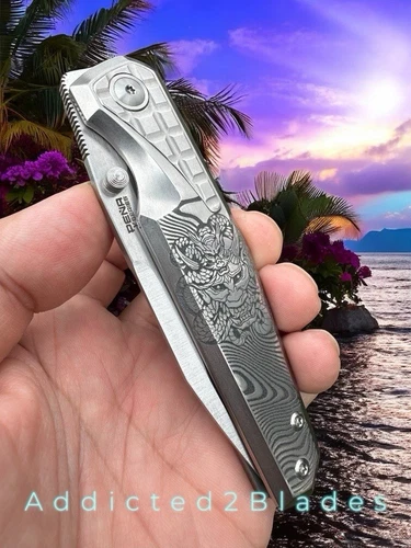 Pena Knives X-Series Alacran Japanese Demon Engraved Mod M390 Knife Folder