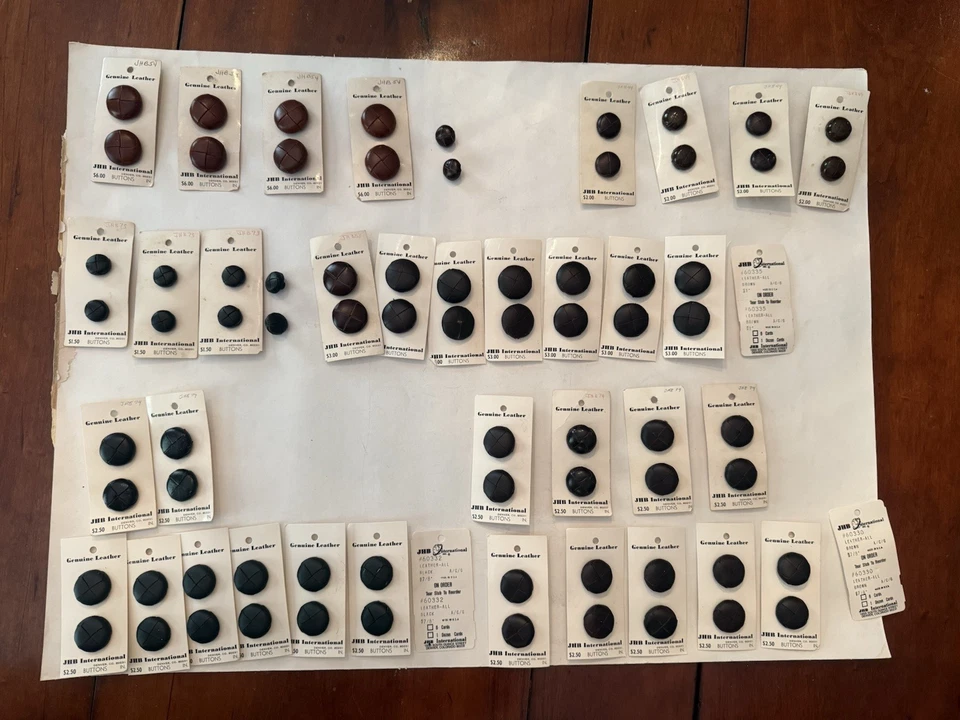 Lot of 74 Vintage JHB Brown & Black Woven Leather Dome Buttons - Image 2 of 4