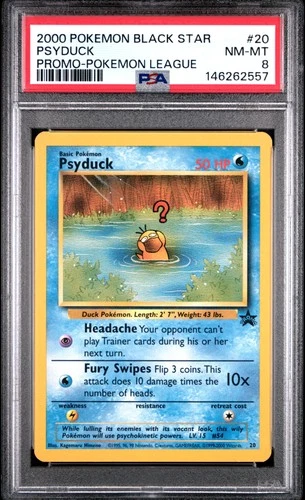 2000 POKEMON PROMO BLACK STAR POKEMON LEAGUE #20 PSYDUCK PSA 8