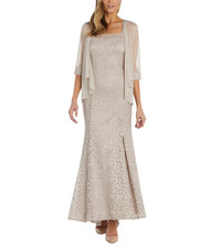R  M Richards Women's 2 Pc. Lace Beaded Gown  Jacket MSRP 169