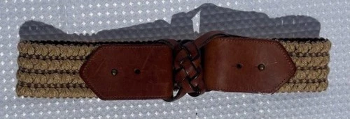 CUIR DE VACHE USA women’s size S Genuine Leather Stretch Jute High Waist Belt