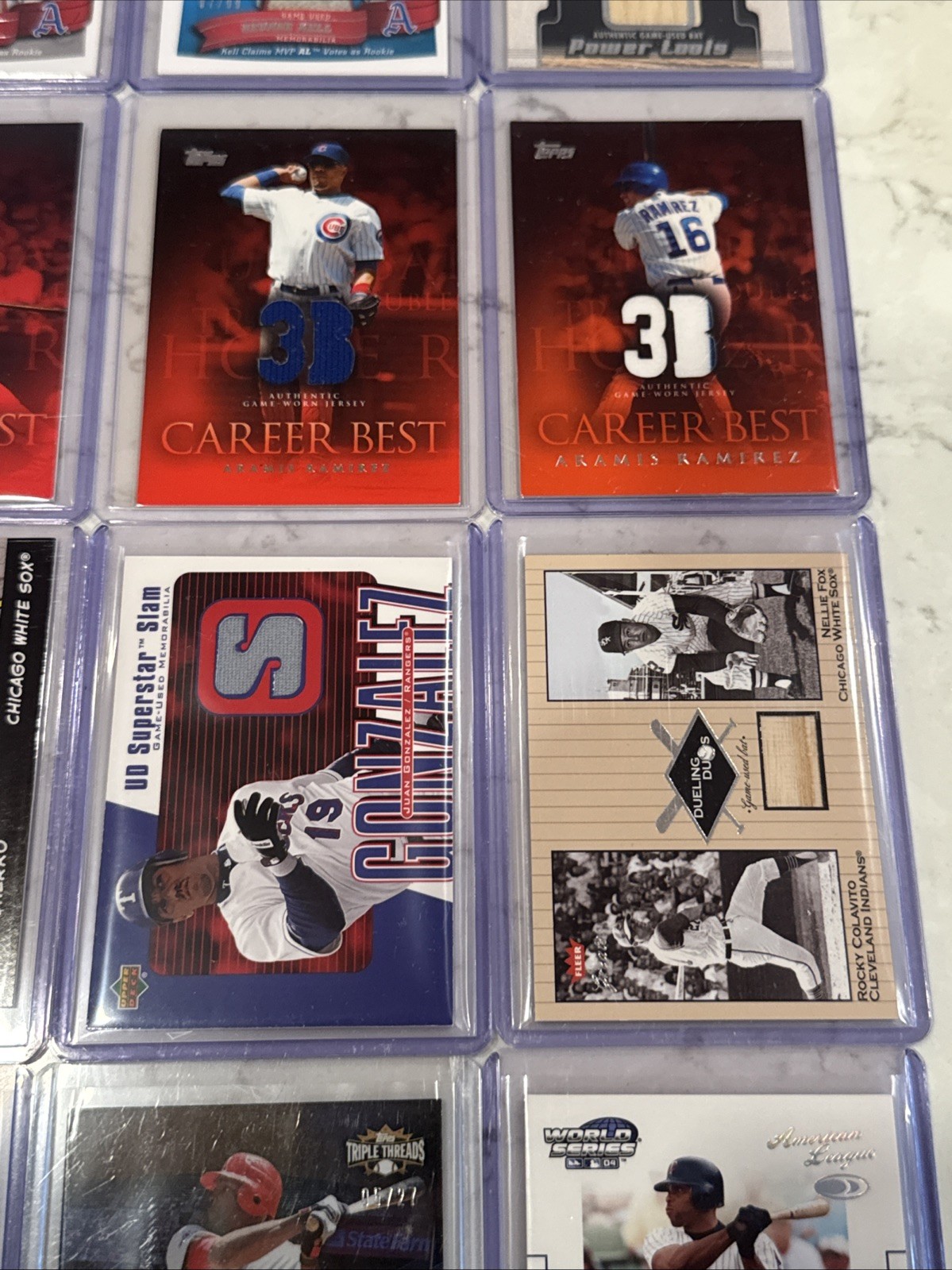 30 Baseball Card Game Used Jersey & Bat Lot: Pujols, Wright, Ashburn, Wilhelm, view 7