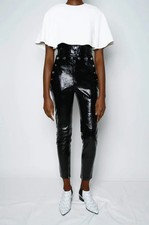 SKIIM Paris Natalie Leather HIGH WAIST Skinny Pants in Black Size 40 S NEW NWT