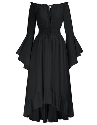 Damen Gothic Pirat Kostüm Cosplay Fasching Party Bodenlang Swing Hexenkostüm ...
