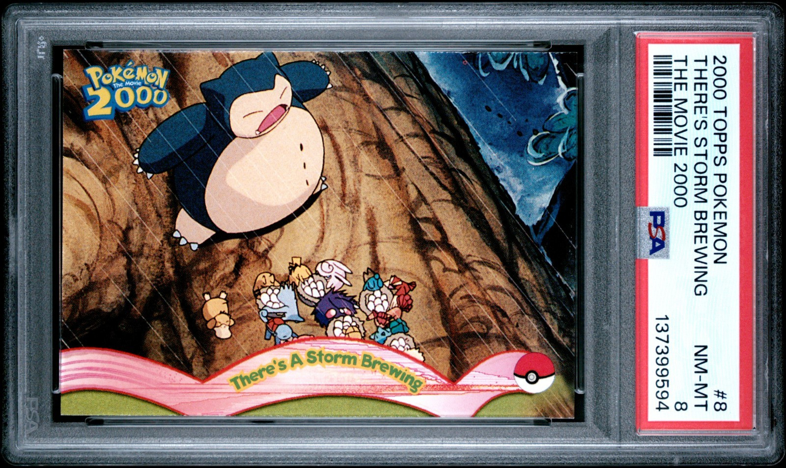 Pokemon Card There's A Storm Brewing #8 Topps The Movie 2000 Snorlax PSA 8