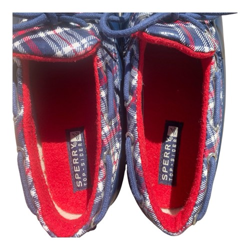 SPERRY TOP-SIDER Women’s Size 6 Waterproof Rubber Boot Shoes, Red And Navy Plaid - Picture 3 of 14