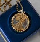 1941 Walking Liberty Half Dollar Gold Layered Pendant on GP 20" Rope Chain