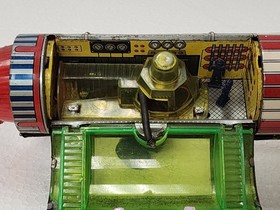 Alps Space Rocket Saturn X5 11.5" Long 1960s Japanese Litho Tin Toy Motor Works