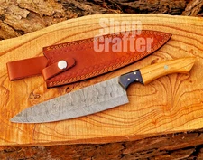 CUSTOM HANDMADE FORGED DAMASCUS STEEL CHEF KNIFE KITCHEN SANTOKU KNIFE