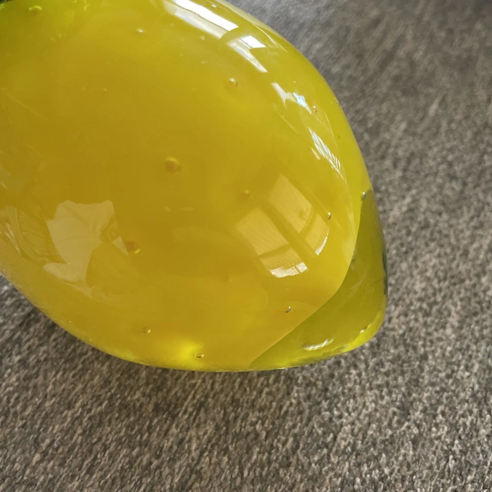 "Decoración de frutas sopladas a mano de Murano amarillo limón vidrio vintage 3,5"" cítricos" Foto 3 de 4