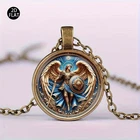Archangel Michael  Round Pendant Necklace  with a Gift Box
