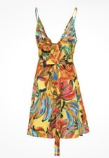 FARM Rio Colorful Banana Cover-Up Mini Wrap Dress Size Small NWT RARE Tropical