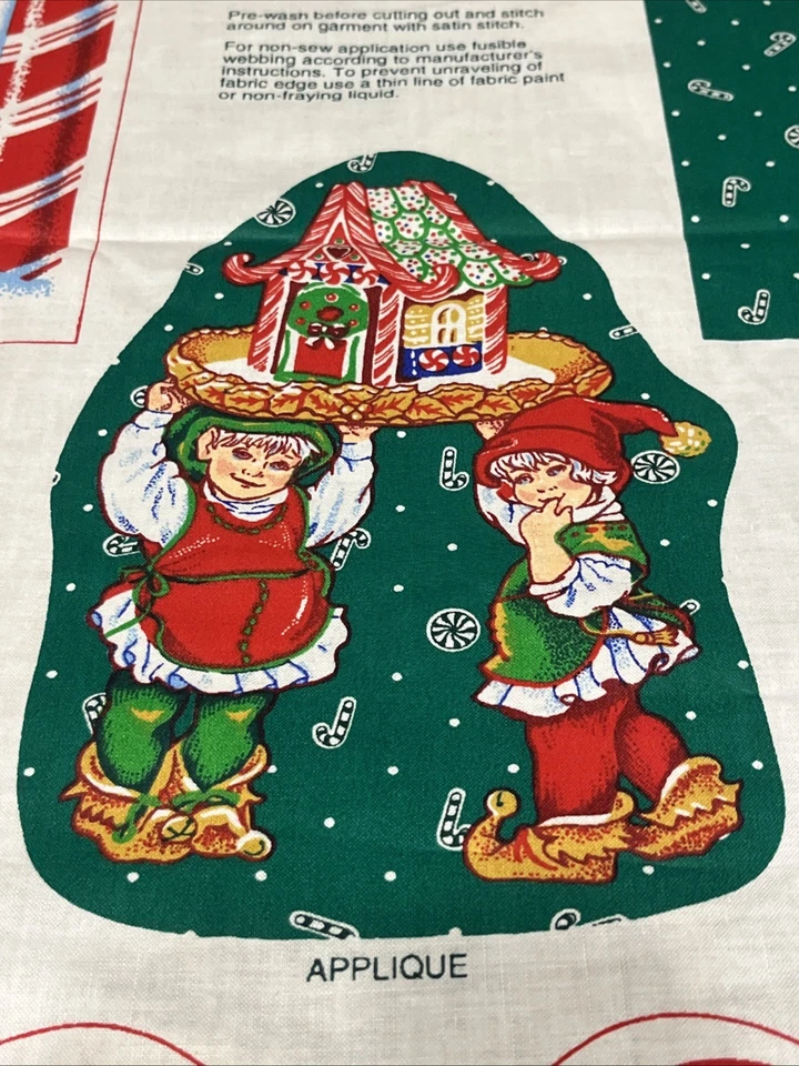Bastón de caramelo corte elfo y coser tela panel cesta apliques de Navidad Foto 3 de 4