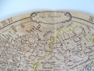ANTIQUE 1850 G.F. CRUCHLEY EASTERN HEMISPHERE HAND INKED PAPER ATLAS / MAP
