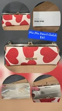 Miu Miu Gift W/Purchase Red & Cream Heart Clutch