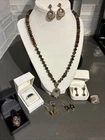 VTG 925 STERLING TIGERS EYE JEWELRY LOT NECKLACE POISON RING EARRINGS 12 PC 105g