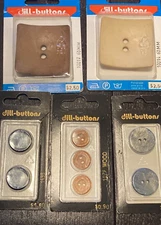 Dill-Buttons Mixed Lot Buttons Large Square, Round: 9 Buttons