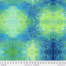Free Spirit Sue Penn Happy Blooms Starburst Cyan Cotton Fabric By The Yard
