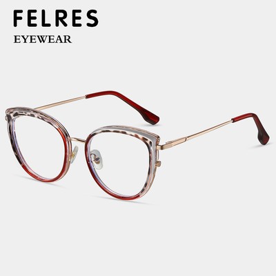 Women TR90 Cat Eye Anti Blue Light Eyeglasses Full Frame Fashion Glasses Frames 