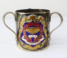 Three-Handled Tyg Cup With Penzance Emblem Silver Plated