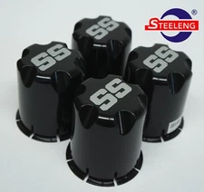 Golf Cart UTV ATV Wheel Rim 'SS' Black Center Caps (Set of 4)