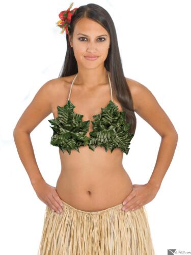 Tropical Sun Pot Leaf Fern Leaves Shell Luau Bikini Top, Green, One-Size - Afbeelding 1 van 3