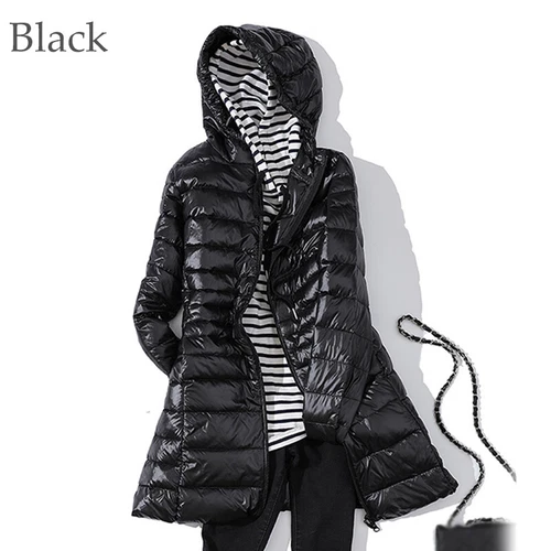 Winter Packable Ultralight Long Down Hooded Women Jacket Puffer Parka Coats - Picture 6 of 36