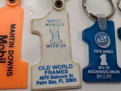 Vintage #1 Advertising Keychain Multi-Color Key Rings Junk Drawer