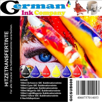 6 Farben Set Sublimationstinte f. XP65, XP970, L805, L1800 usw. B,C,M,Y,LC,LM