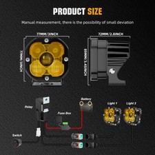 Pair 3 4 7 9 Led Work Lights Spot Flood Fog Pods Offroad Driving Atv Truck