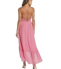 Lulus Pink Sleeveless Midi Wrap Dress Swiss Dot High-Low Hem V-Neck XL Party