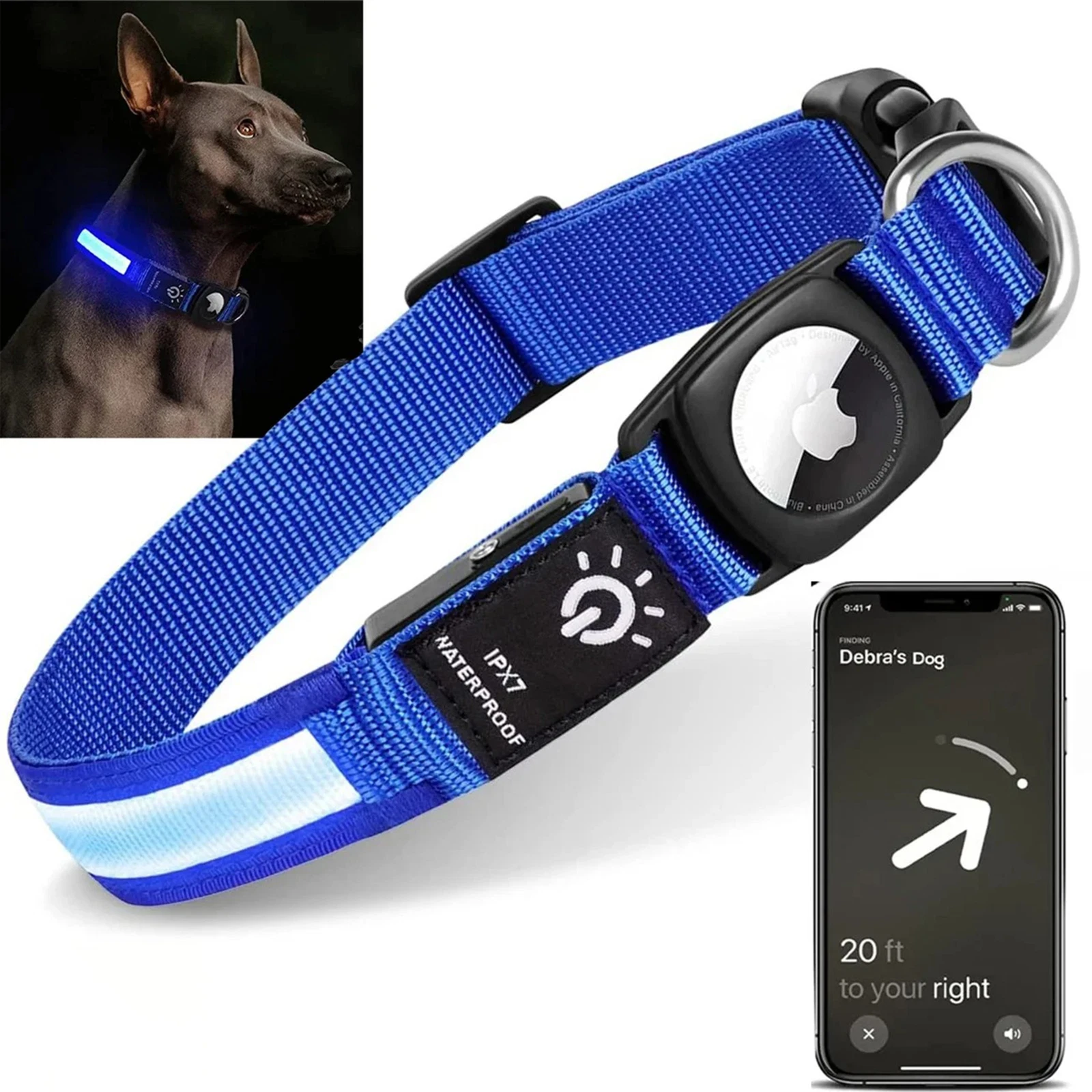 LED AirTag Hundehalsband