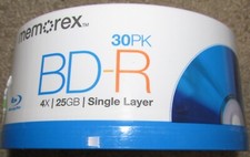 Memorex 30 Pack Blu-Ray Discs BD-R 4X 25GB Single Layer Discs Factory Sealed New