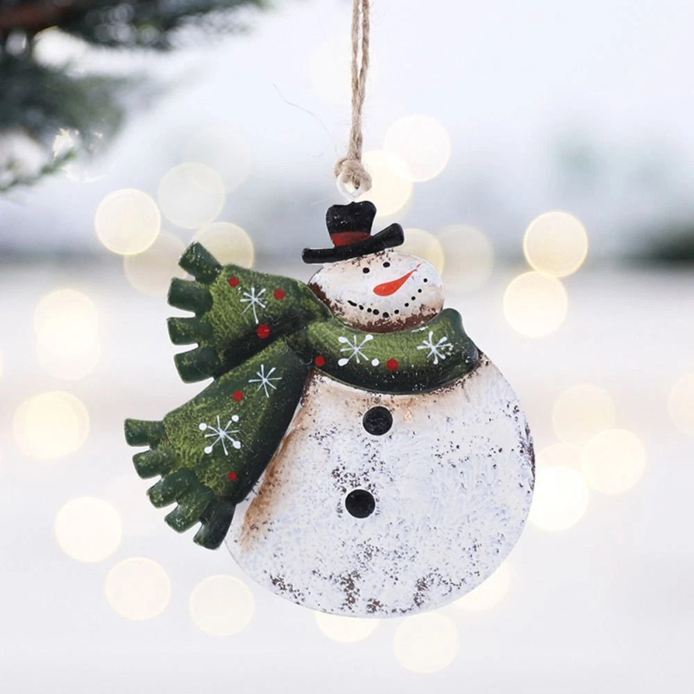 Iron Christmas Snowman Pendant Vintage Snowman Doll Pendant