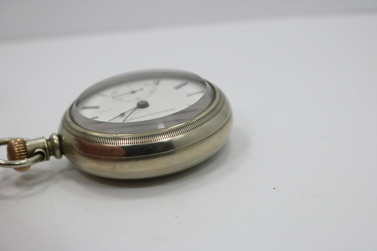 1874 Antique Elgin Benjamin Wright 18s 15j Open Face Pocket Watch View 4
