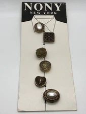 Vintage NONY New York Button Covers Set-6 Fancy, Pearl Color, ovals,circle,heart