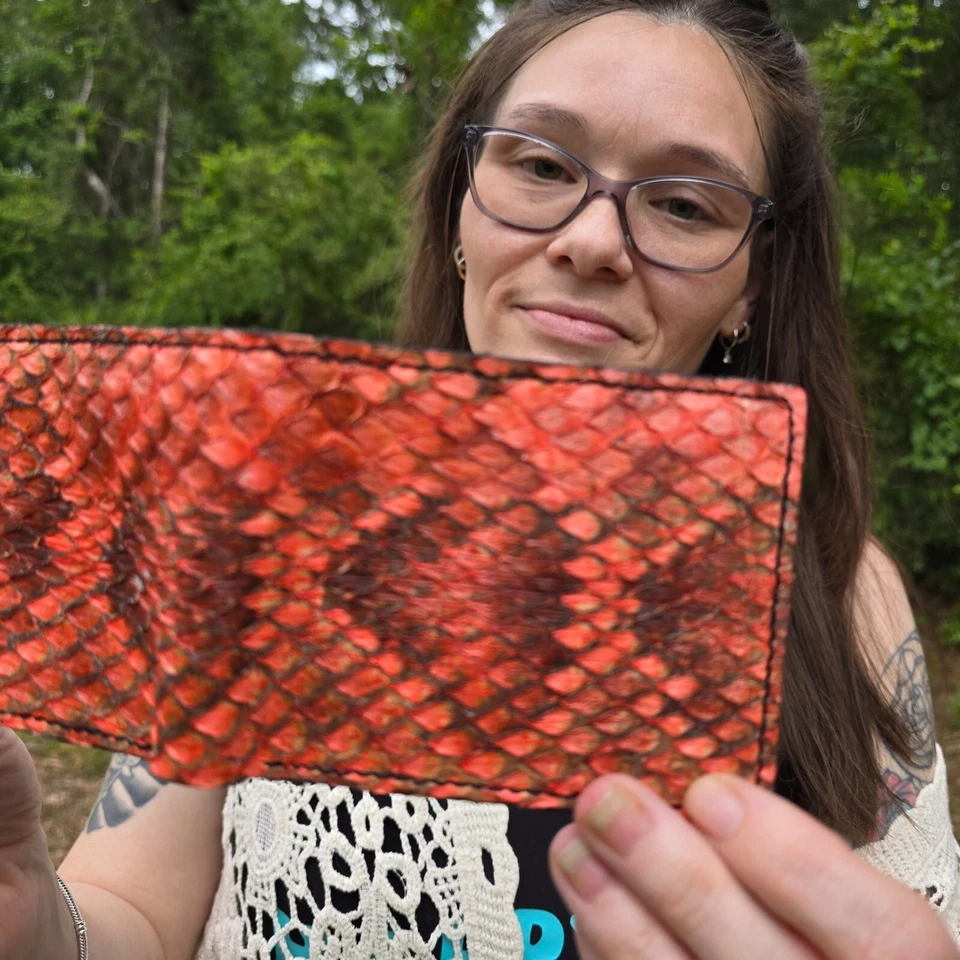 Cartera Serpiente de Cascabel Oriental Hombres Billetera Piel de Serpiente Interior Marrón Original Nueva Foto 4 de 4