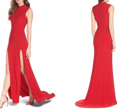 Ieena for Mac Duggal Jersey Gown 8 Red Two Slit High Neck Formal Dress | eBay Ieena for Mac Duggal Jersey Gown 8 Red Two Slit High Neck Formal Dress | eBay