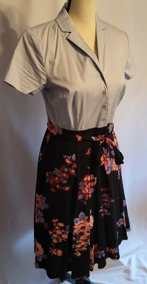 50s Style Retro Swing Dress Fit & Flare Floral Collar Audreycore Sz S ☆Modcloth☆ - Image 4 of 4