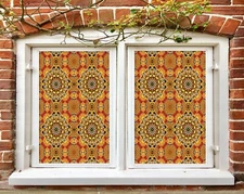 3D Brown Pattern O2168 Window Film Print Sticker Cling Stained Glass UV Block Fa