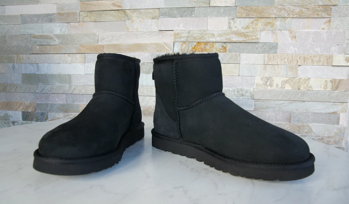 Ugg 8 40,5 Botines Botas de Invierno Zapatos Piel de Cordero Negro Nuevo Ehemuvp