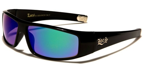 Occhiali da sole uomo rettangolari Flat-Top Locs nero bianco lenti a specchio - Foto 2 di 6