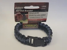 Survival Bracelet Secure Line 550 Nylon Paracord Braid Black Grey Outdoor Large