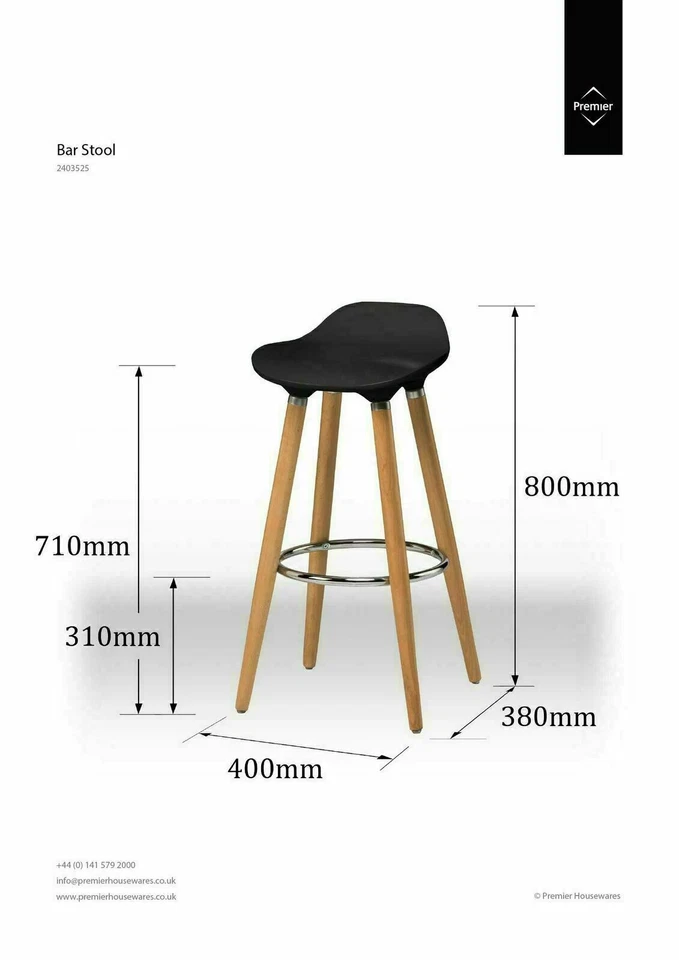 Breakfast Bar Stool Compact Kitchen Padded Stools High Chair Seat Home Barstool - Image 2 of 4