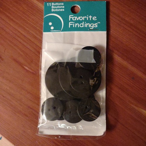 Favorite Findings Jet Black Buttons 11 Pieces New